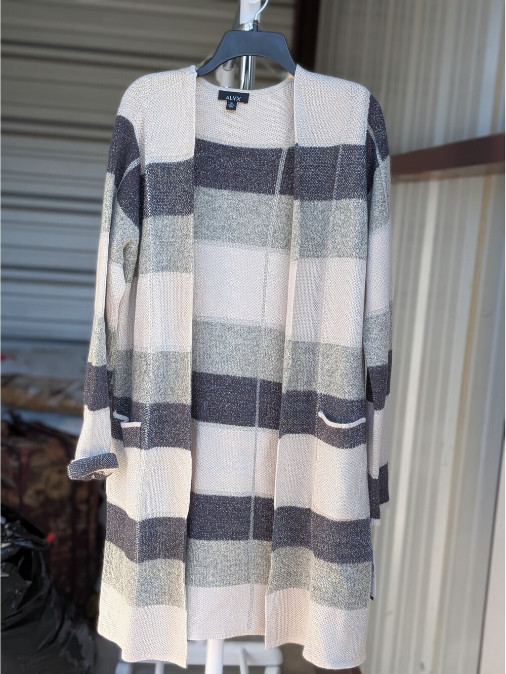 ALYX gray and white striped long cardigan